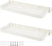 2Pcs RV Aluminum Foldable Shelf, Wall Mounted RV Floating Shelf, Space Saving Compact Fold Down Shelf Shelf, Versatile RV Floating Shelf for Camper Car,Caravans Bathroom, Laundry Room,Easy Install