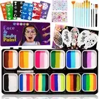 Face Paint Kit-12 Split Cake Palettes Face Painting Kit Professional with Ste...