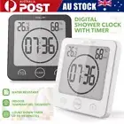 Waterproof Digital Bathroom Shower Clock Timer Alarm Temperature Meter Humidity~