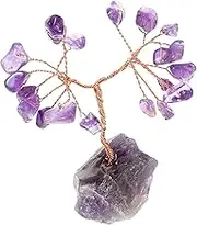 GAXIRE Amethyst Money Tree Natural Crystal Tree with Copper Wire Base for Home Office Decor Unique Spiritual Gemstone Artwork Feng Shui Luck Decor for Desk and Living Space