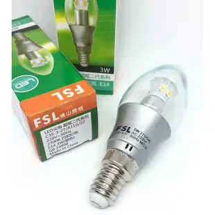 FSL 佛山照明 LED燈泡 E14 小螺口 3W 尖泡 LED 蠟燭燈泡 水晶節能燈泡 E14 2 (8.4折)