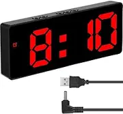 Digital Alarm Clock with Large Led Temperature Display 12/24H Display Adjustable Brightness Snooze Time 3 Level Adjustable Brightness Dimmer USB Charging Ports for Home Bedroom Office (Red Light)