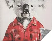 Vintage Koala Hawaiian Shirt Plush Throw Blankets Teen Sofa Couch Blankets for Women 70x55 Inch Modern Personalized Cozy Soft