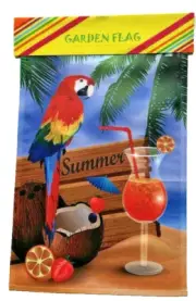 Parrot Drinks Bird Yard Garden Flag 12"x18" Welcome Outdoor Beach Summer House