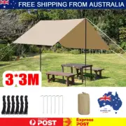 3M*3M Waterproof Tent Tarp Hammock Rain Fly Cover Outdoor Camping Sun Shelter.