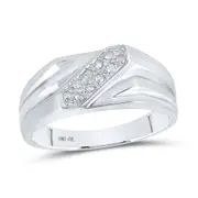 14k White Gold Round Diamond Band Ring 1/10 Cttw