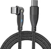 [GDSanlian] 60W USB C to USB C Fast Charging Cable 2M with 180° Adjustable Head | 5A PD Rapid Charge & 480Mbps Data Sync Cord for MacBook Pro/Samsung S24/Google Pixel | Nylon-Braided Black