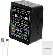 Tuya WiFi Intelligent Air Quality Detector PM2.5 CO2 TVOC HCHO Temperature Humidity 6 in 1 Detector Time Date Week Display Mobilephone APP Remotes Viewing 2 Sets Alarm Clock Home Indoor Desk ALKOY
