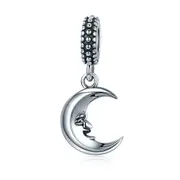 Silver plating Mr. Moon Smile Face Pendant Charm Fit Charm Bracelet DIY Jewelry Gift