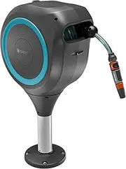Gardena Patio Hose Box Rollup M: Weatherproof Box with roll-up Technology and 20m Hose, Irrigation of Medium-Sized Gardens with Patio, Automatic retraction, Turquoise (18615-20)