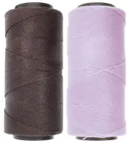 2 Knot It Waxed Polyester Cord 1mm Diameter 144M Spools (Cedar Brown, Lilac)