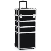Makeup Train Case 4 in 1 Professional Cosmetics Rolling Organizer Aluminum Frame