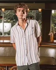 [Skylark] Skylark Men's Resort Short Sleeve Shirt in White Size Medium M White