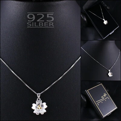 Eis-Blume Kette Halskette 925 Sterling Silber, im Etui, Geschenk zu Muttertag