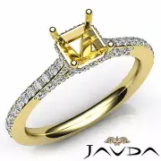 Asscher Semi Mount Diamond Engagement Pave Setting 18k Yellow Gold Ring 0.65Ctw