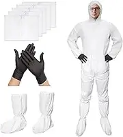 ETERNA Hazmat Suits- 5 Pack Disposable Protective Coveralls with Shoe Covers for Men & Women, PE & PPSB Hazmat Suits Shield from Dirt, Dust, Paint (XX-Large)
