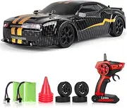 linzezon RC Drift Car, 1:14 Remote Control Car, 4WD Electric 30KM/H High Speed RC Cars, 2.4Ghz Drifting Rc Car with Lights, Gifts Toy for Kids and Adults (Black)