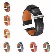 Men Genuine Leather Watch Strap Band with Spring Bars Retro Size 20mm 22mm Brown