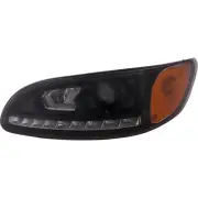 Headlight For Peterbilt Heavy Duty Trucks Left Driver Black Lens Halogen Lamp
