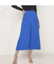 NWT Ted Baker Zettah Pleated Culotte Trousers Wide Leg Pockets Blue 2 US Size 6