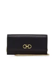Ferragamo Pebbled Gancini Plaque Clutch