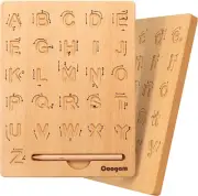 Wooden Letter Tracing Board Double-Sided Alphabet 123 Numbers Cognition Montesso