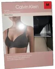 Calvin Klein Ladies' Lightly Lined Wirefree Bra, 2-pack BLACK/BARE MEDIUM (126)