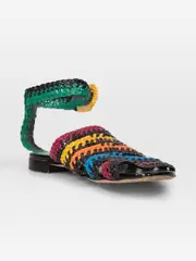 Leather Woven Ankle Strap Sandals