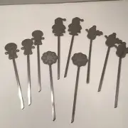 Metal Holiday Hors D'oeuvre Picks Appetizer Skewers Stirrers Set Of 10 New
