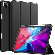 JETech Case for iPad Pro 12.9-Inch (2020/2018 Model, 4th/3rd Generation) with Pencil Holder, Support 2nd Pencil Charging, Slim Tablet Cover with Soft TPU Back, Auto Wake/Sleep (Black)