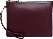 [Doris&Jacky] Soft Lambskin Leather Wristlet Clutch Bag for Women Designer Large Wallets with Strap (Wine Red)