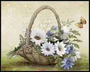 Chart Needlework Crafts - Counted Cross Stitch Patterns - Basket Daisies