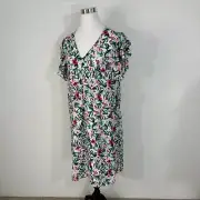 Maison Jules Shift Dress Womens Plus XXL Drawstring Waist Flutter Sleeve Pockets