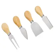 4 Pcs Stainless Steel Cheese Grip Wooden Handle Slicer Butter Knife