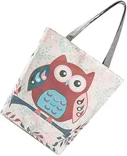[OATIPHO] Te Bag Canvas Handbags for Women Owl Pattern Large Capacity Shoulder Bag Tote Bag for Gym Shopping