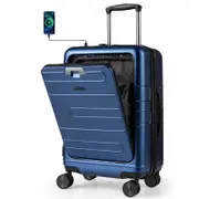 Costway Luggage Trolley Hard Suitcase w/Double TSA Lock Dark Blue