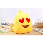 Innovative Living Soft, Plush Emoji Heart Eyes, Shoulder Strap Backpack Yellow