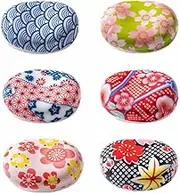 MIUFA Ceramic Floral Broad Bean Chopsticks Rest Rack Dinner Spoon Stand Knife Fork Holder (Set of 6PCS)
