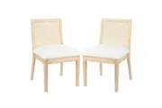 Gretel Wooden-Framed Rattan Boucle Dining Chairs - Set of 2 - Natural