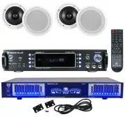 Rockville RPA60BT Home Theater Bluetooth Receiver+10 Band Eq+4) Ceiling Speakers