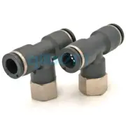 2pcs 5/16" Tube x 1/8" NPT Female Tee Branch Connector Air Push In Fitting