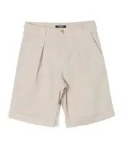 Balmain Kids Turn-Up Cuff Twill Tailored Shorts 12,13,14Y Nude
