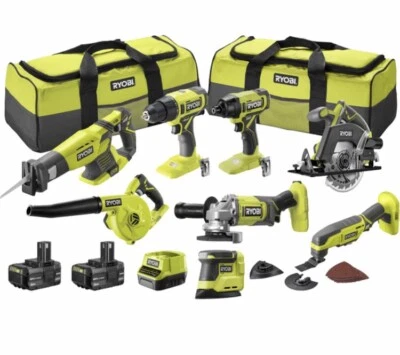 NEW Ryobi 18V ONE+ 8-Piece Cordless Power Tool Kit R18X8C142B