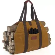 New Waxed Canvas Firewood Carrier - Sturdy Heavy Duty Log Carrier for Firewoo...