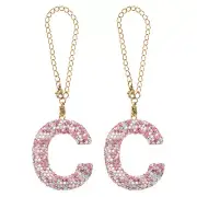 2 Pcs Letter Bag Charm Bling Glitter Letter Charm Initial, Pink, C Shape