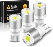Alla Lighting Newest 4x T10 194 168 LED Bulbs W5W 2825 175 158 CAN-Bus, 6000K White License, Parking, Map, Dome, Door, Trunk Lights, Super Bright 12V SMD Replacement for Cars, Trucks, RVs
