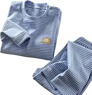 [Generic] Children's Velvet Set Warm Heating Autumn and Winter Pyjamas Children's Base Thickened Men's and Women's Home Long Cute Sweatpants Kids (B, 9-10 Years)