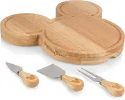 Picnic Time Toscana - a Brand Disney Mickey Mouse Head Shaped Cheese Knife, Charcuterie Set, Wood Cutting Board, One Size