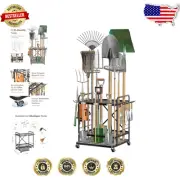 Durable Alloy Steel Garden Tool Rack - 16 Hooks & Lockable Wheels Included