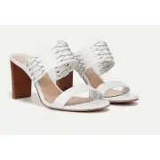 NIB Veronica Beard Women's Georgie Leather Sandal Mules Sz 7.5 NIB 350 White